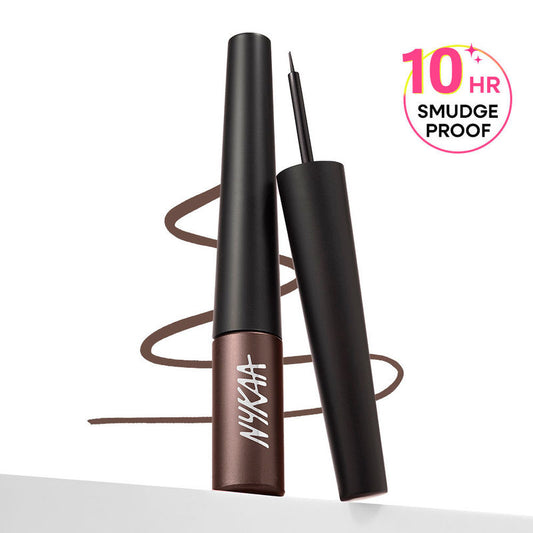 Nykaa GLAMOReyes Waterproof & Smudgeproof Coloured Liquid Eyeliner - 04 Mystic Woods (Brown Dark)|5 ml|MRP 349