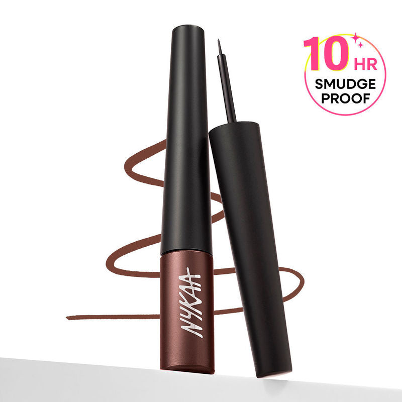 Nykaa GLAMOReyes Waterproof & Smudgeproof Coloured Liquid Eyeliner - 05 Dragon's Heart (Brown Rust)|5 ml|MRP 349
