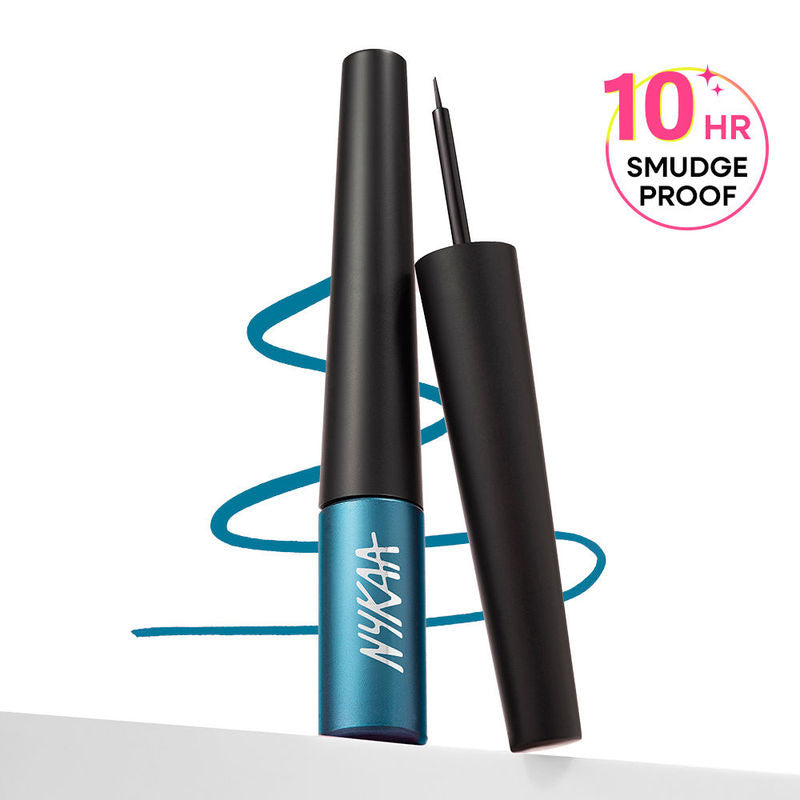 Nykaa GLAMOReyes Waterproof & Smudgeproof Coloured Liquid Eyeliner - 06 Whimsical Potion (Aqua)|5 ml|MRP 349