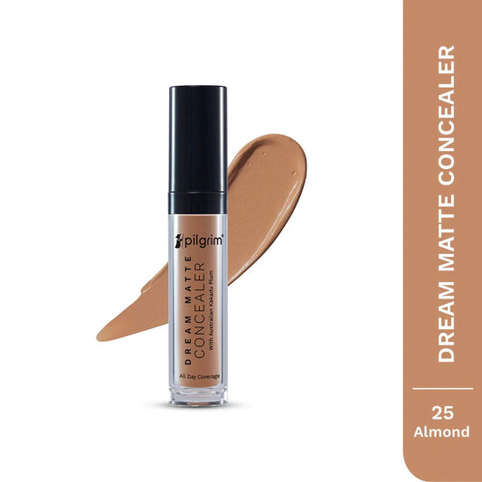 Pilgrim Full Coverage Dream Matte Liquid Concealer 7.3ml | Concealer for Dark Circles with Australian Kakadu Plum & Hyaluronic Acid | Crease resistance & Lightweight| Shade Almond