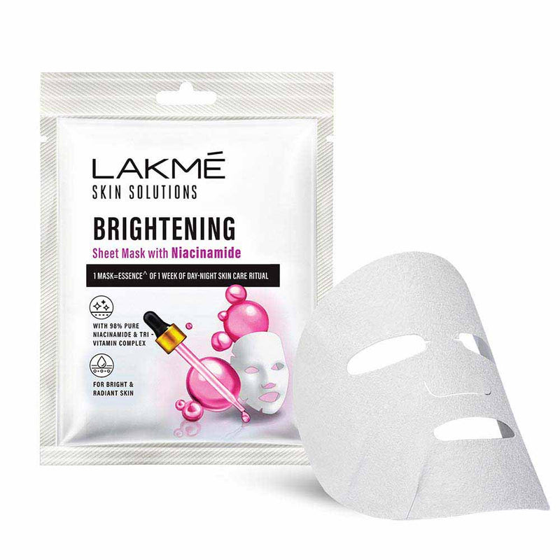Lakme Skin Solutions Sheet Mask With Niacinamide - Brightening|25 ml|MRP 150