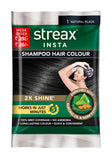 Streax  Insta Shampoo Hair Colour - Natural Black|18 ml|MRP 25