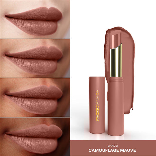 Faces Canada 3 in 1 LongStay Matte Lipstick - Camouflage Mauve 07|2 gms|MRP 599