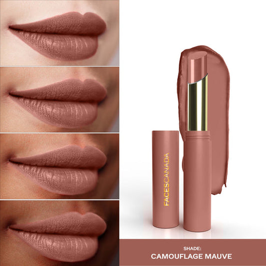 Faces Canada 3 in 1 LongStay Matte Lipstick - Camouflage Mauve 07|2 gms|MRP 599