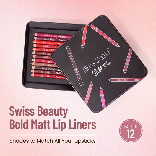 Swiss Beauty Bold Matte Lipliner Pack Of 12 Pcs|19.2 gms|MRP 899