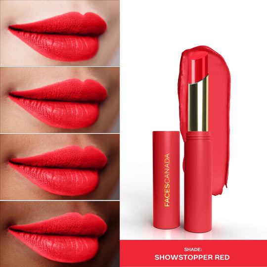 Faces Canada 3 in 1 LongStay Matte Lipstick - Showstopper Red 09|2 gms|MRP 599