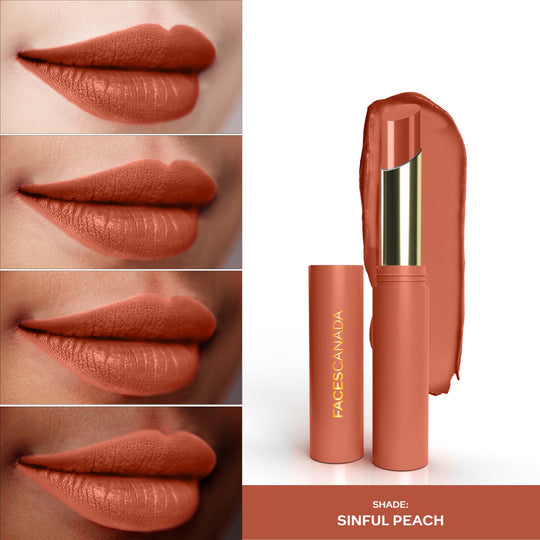 Faces Canada 3 in 1 LongStay Matte Lipstick - Sinful Peach 05|2 gms|MRP 599