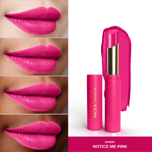 Faces Canada 3 in 1 LongStay Matte Lipstick - Notice Me Pink 06|2 gms|MRP 599