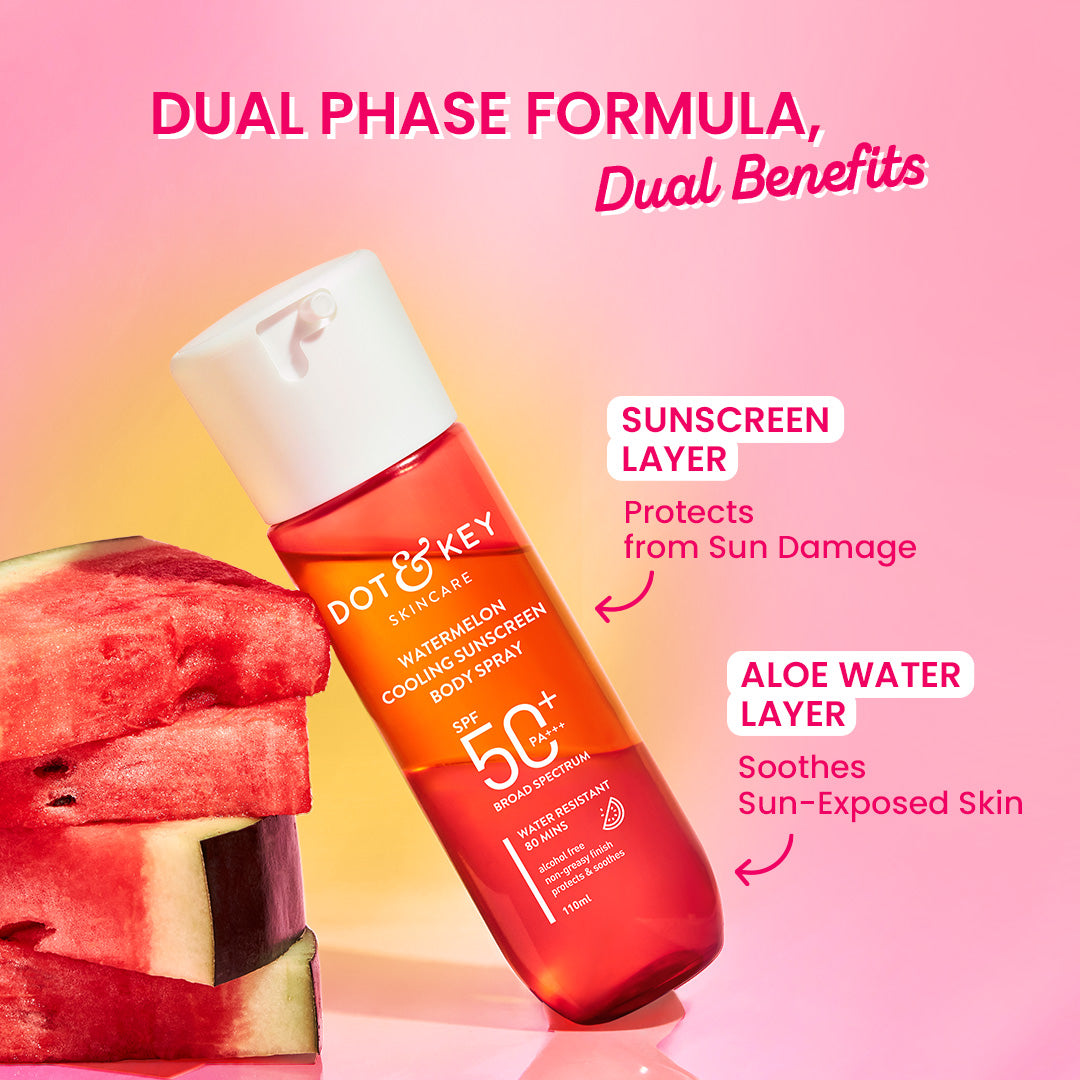 Dot & Key Watermelon Body Sunscreen Spray, cooling body sun protection, easy spray sunscreen