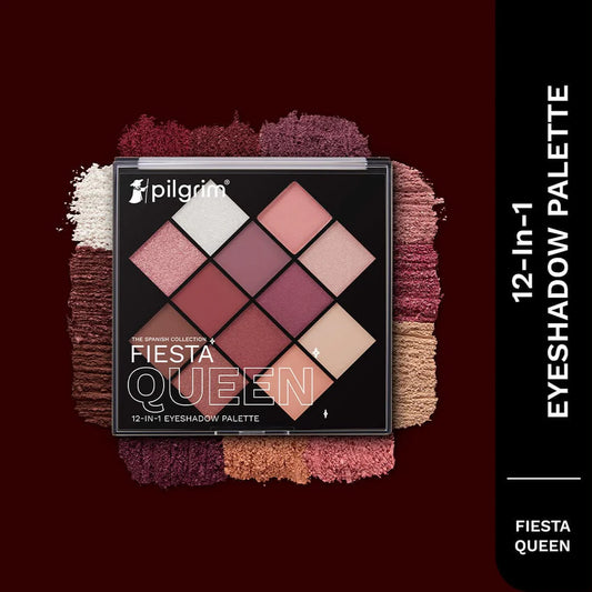 Pilgrim Eyeshadow Fiesta Queen 12-in-1 Highly Pigmented Shades For The Ultimate Glam | 24Gm