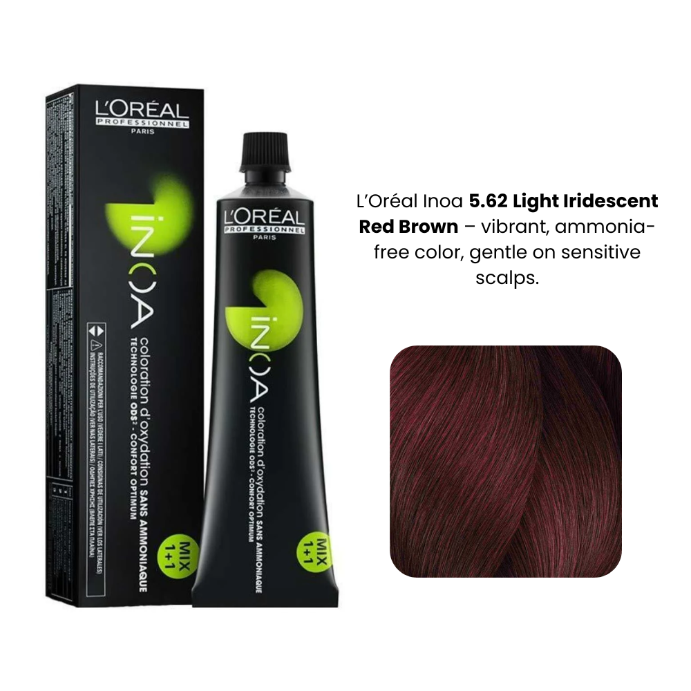 L'Oreal Professionnel Paris Inoa 5.62 Ammonia-Free Hair Colour(Light Extra Iridescent Red Brown)|60 gms|MRP 565