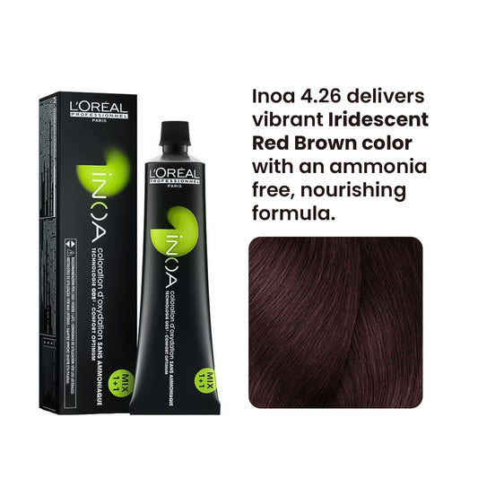L'Oreal Professionnel Paris Inoa 4.26 Ammonia-Free Hair Colour(Iridescent Red Brown)|60 gms|MRP 565