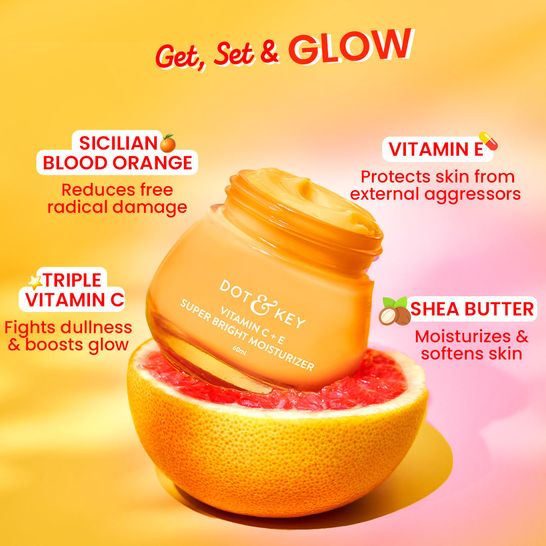 Dot & Key Vitamin C E Moisturizer, glow boosting face cream, antioxidant skincare, daily hydration care