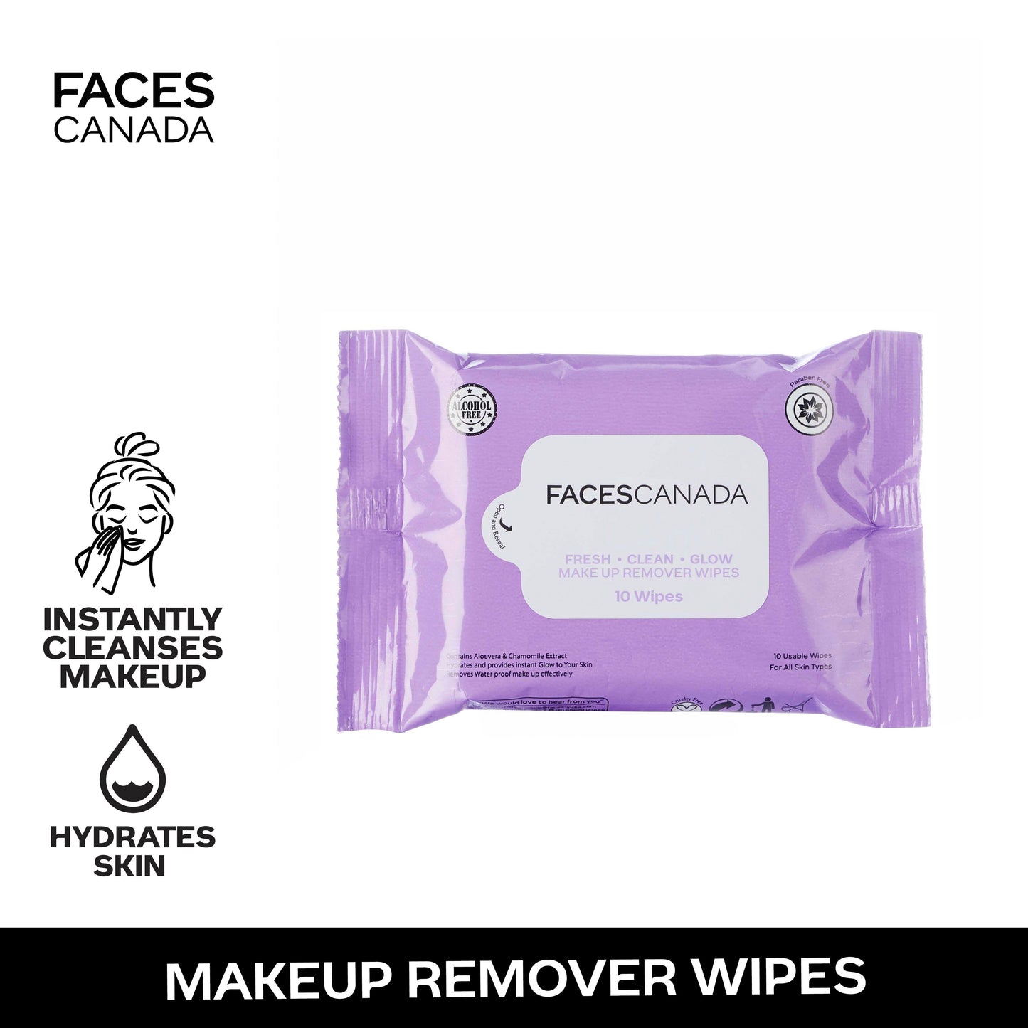 Faces Canada Fresh Clean Glow Makeup Remover Wipes |10 pcs|MRP 99