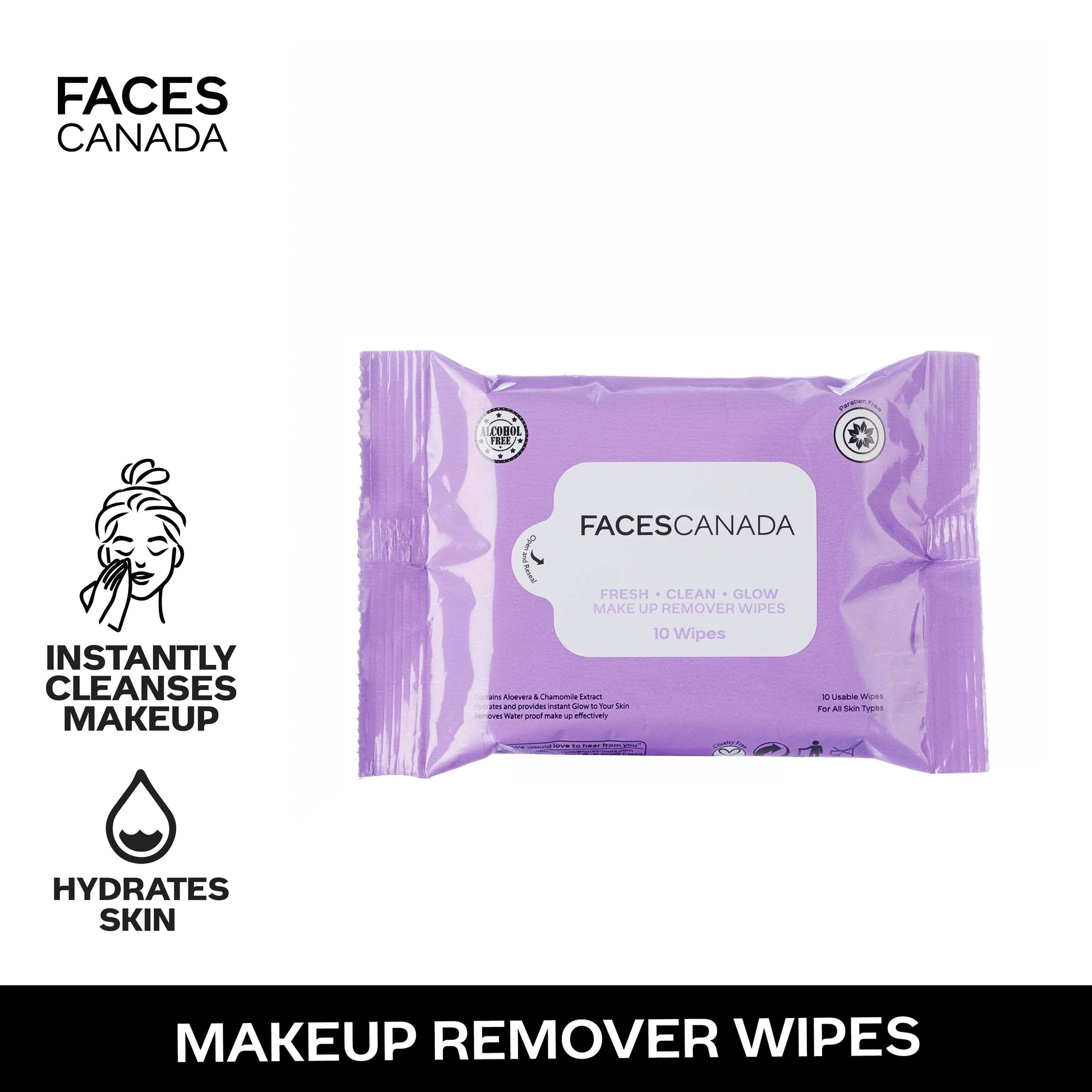Faces Canada Fresh Clean Glow Makeup Remover Wipes |10 pcs|MRP 99