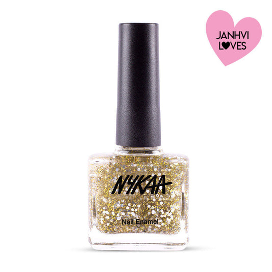 Nykaa Star Studded Glitter Coat Nail Enamel Polish - Golden Ticket 226|9 ml|MRP 249