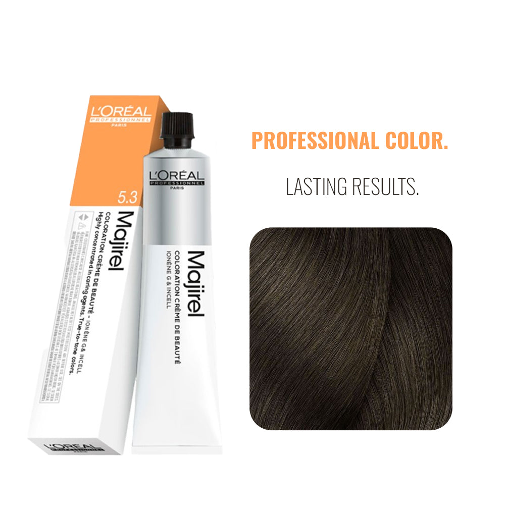 L'Oreal Professionnel Paris Majirel Hair Color 5.3(Golden Light Brown)|49.5 gms|MRP 420