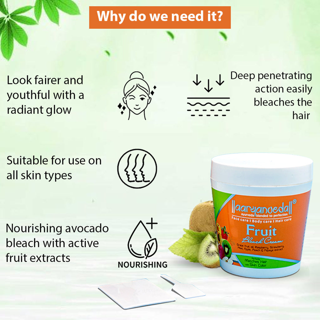 Aryanveda Fruit Bleach Cream For All Skin Types |250 gms|MRP 270