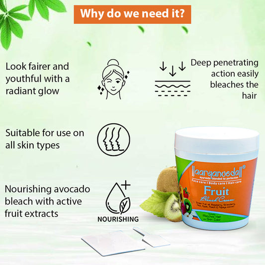 Aryanveda Fruit Bleach Cream For All Skin Types |250 gms|MRP 270