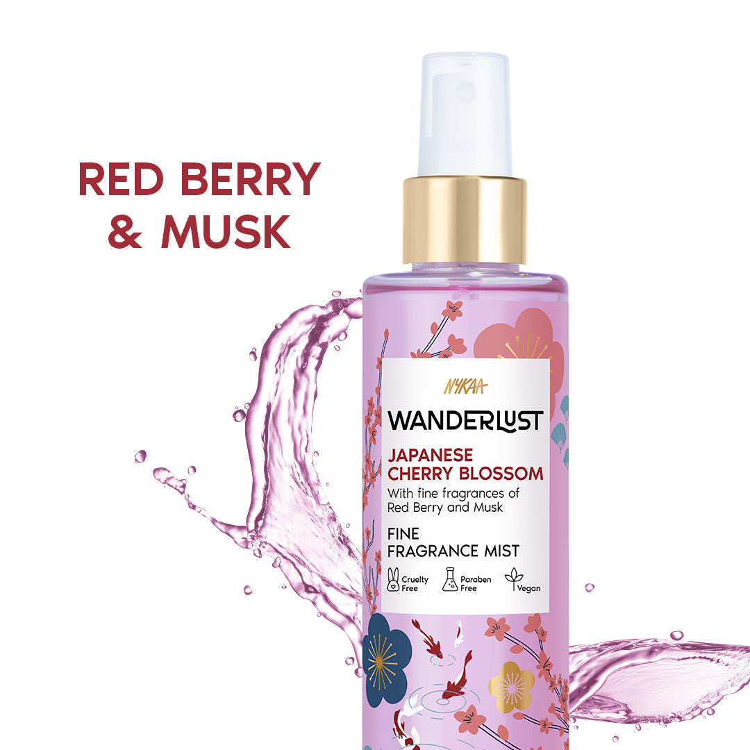 Nykaa Wanderlust Japanese Cherry Blossom Floral Perfume Mist with Sakura & Musk for Body & Hair|200 ml|MRP 599