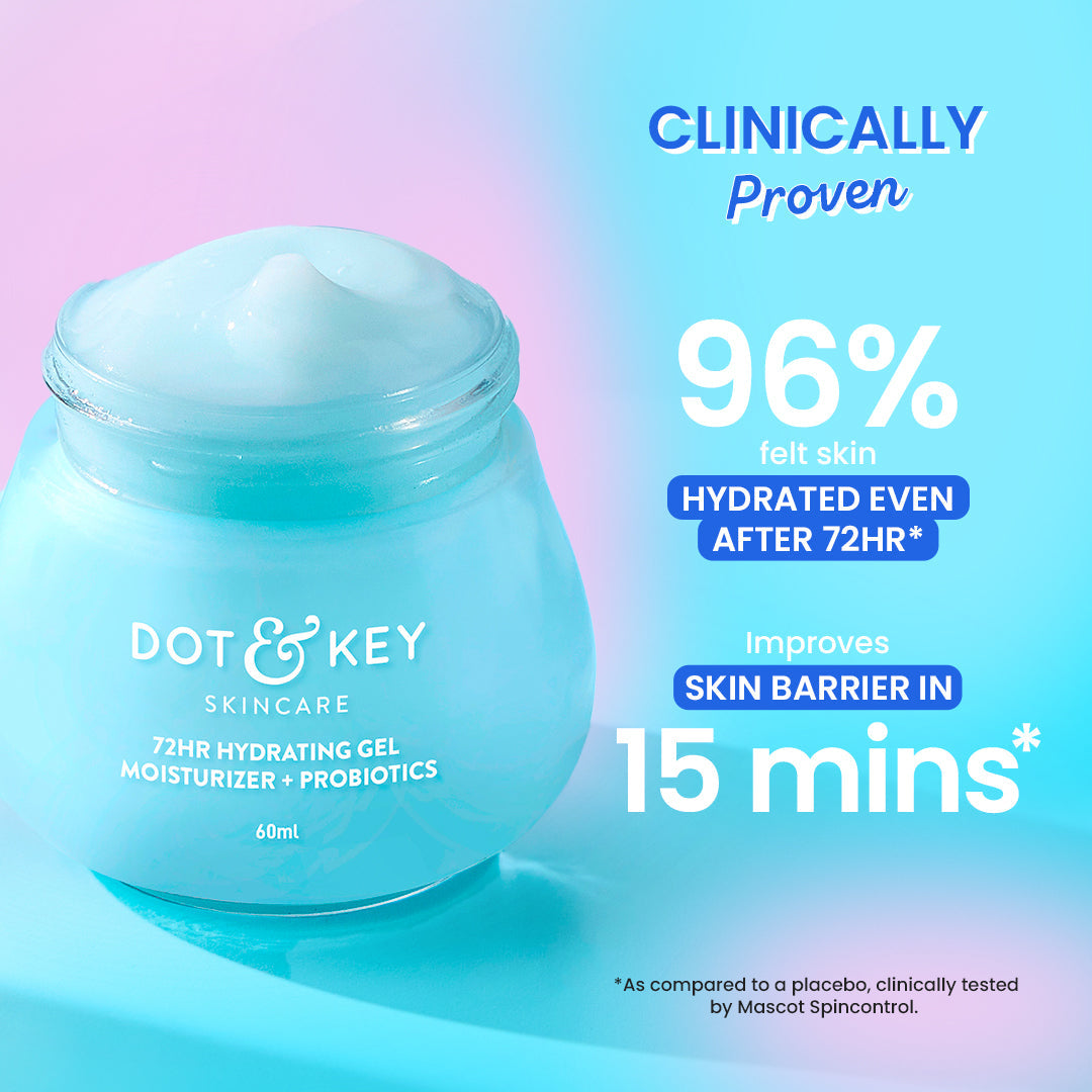 Dot & Key 72HR Hydrating Gel, long lasting hydration care, probiotic infused moisturizer, lightweight gel cream
