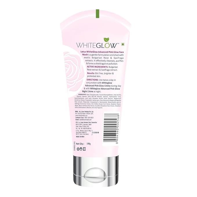 Lotus Herbals Whiteglow Advanced Pink Glow Face Wash, face wash, pink gel