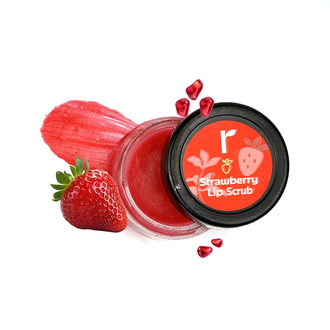 Rivona Strawberry Lip Scrub, gentle lip exfoliator, smooth lips care, natural lip scrub