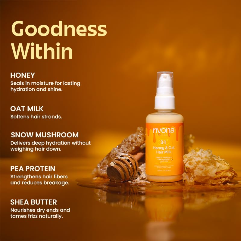 Rivona Honey Oat Hair Milk, nourishing hair lotion, smooth hair care, rivona hair