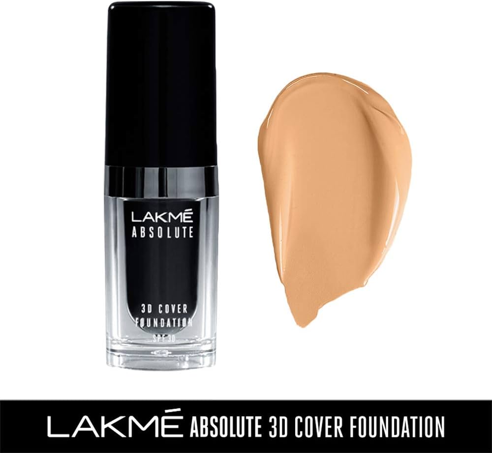 Lakme Absolute 3D Cover Foundation ï¿½ W160 Warm Sand|15 ml|MRP 825