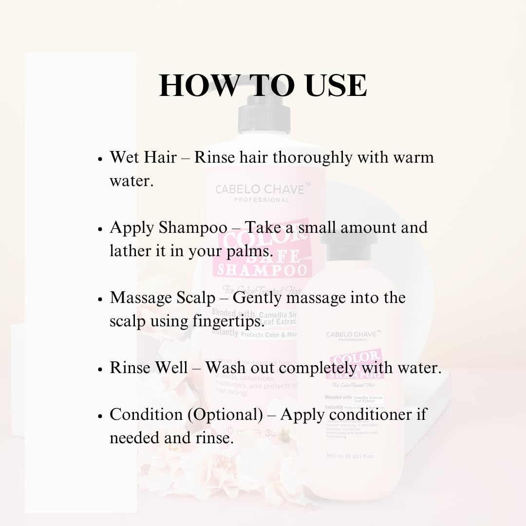 Cabelo Chave Color Safe Shampoo l  Hydrates , Protects& Revives Colored Hair 300ml