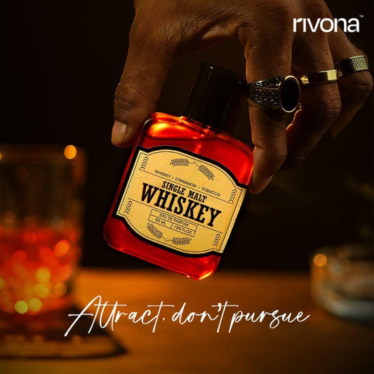 Rivona Single Malt Whiskey Perfume, smoky woody scent, premium fragrance, rivona perfume