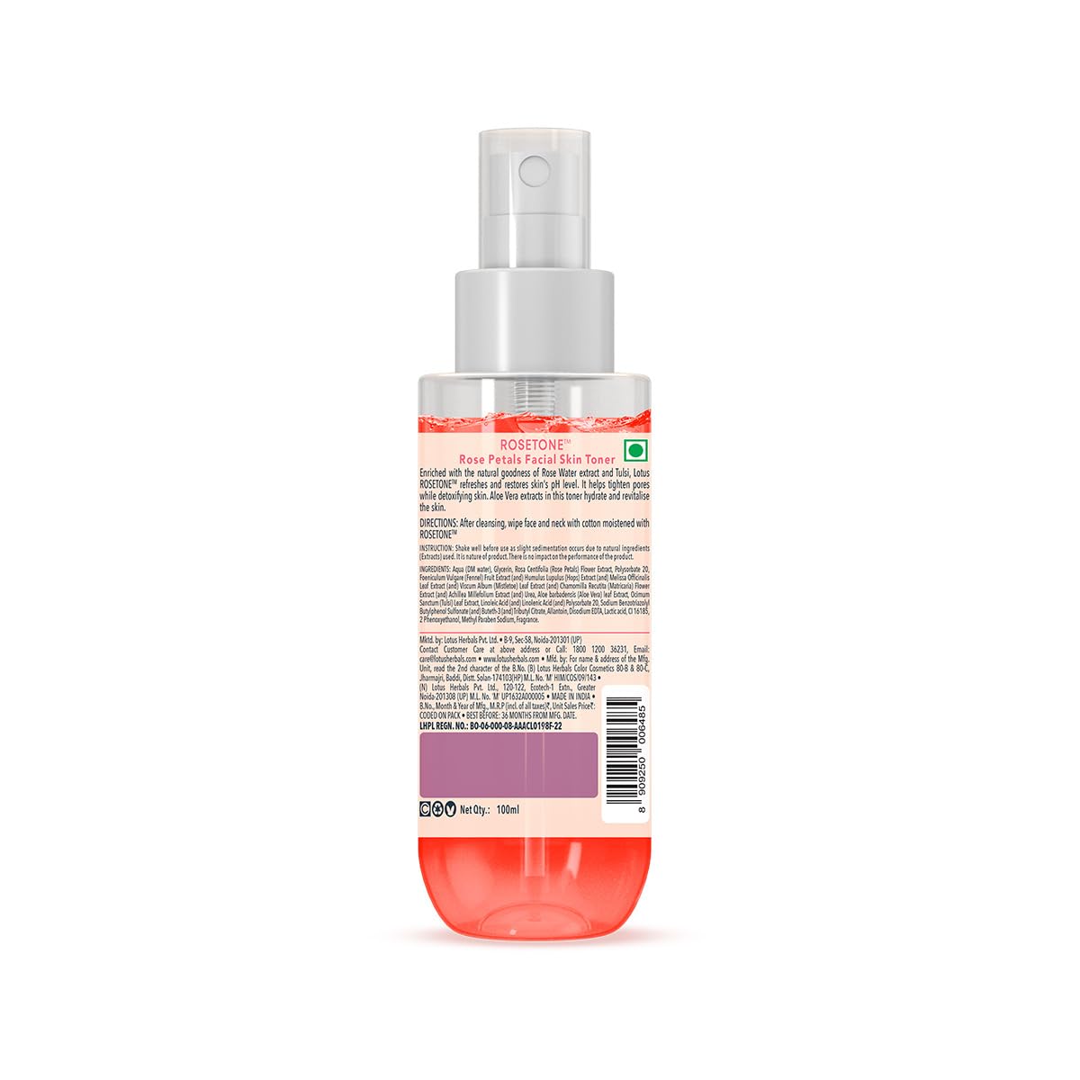 Lotus Herbals Rosetone Rose Petals Facial Skin Toner, face toner, clear liquid