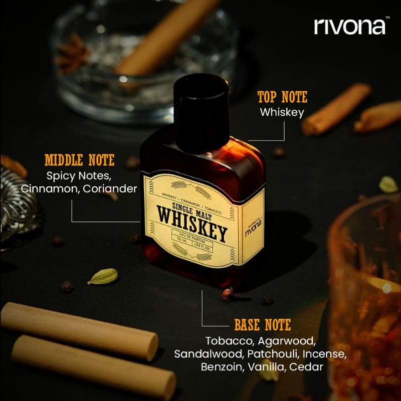 Rivona Single Malt Whiskey Perfume, smoky woody scent, premium fragrance, rivona perfume