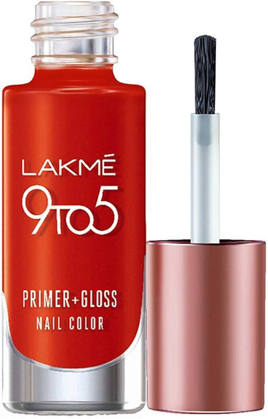 Lakme 9 to 5 Primer + Gloss Nail Color ï¿½  Cherry Red|6 ml|MRP 260