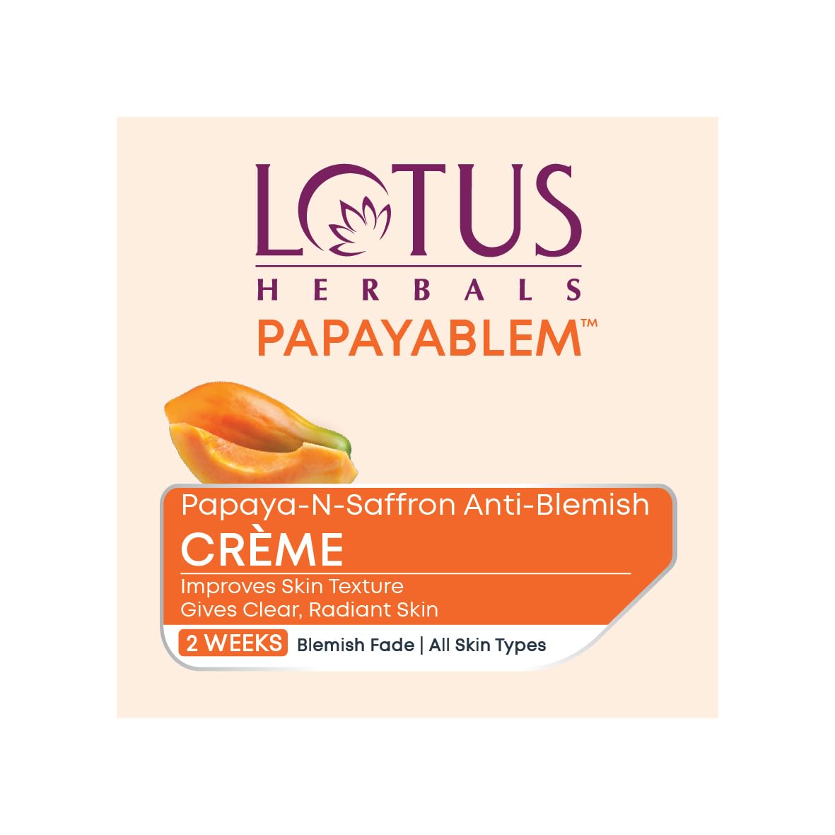 Lotus Herbals Papaya Blem Papaya-n-Saffron Anti-Blemish Cream, face cream, creamy texture
