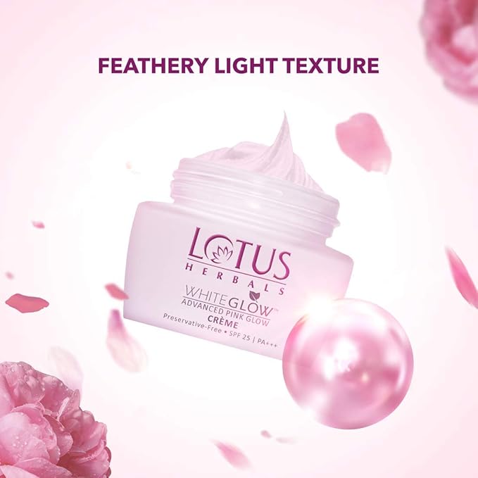 Lotus Herbals Whiteglow Advanced Pink Glow Brightening Cream, face cream, pink-toned cream