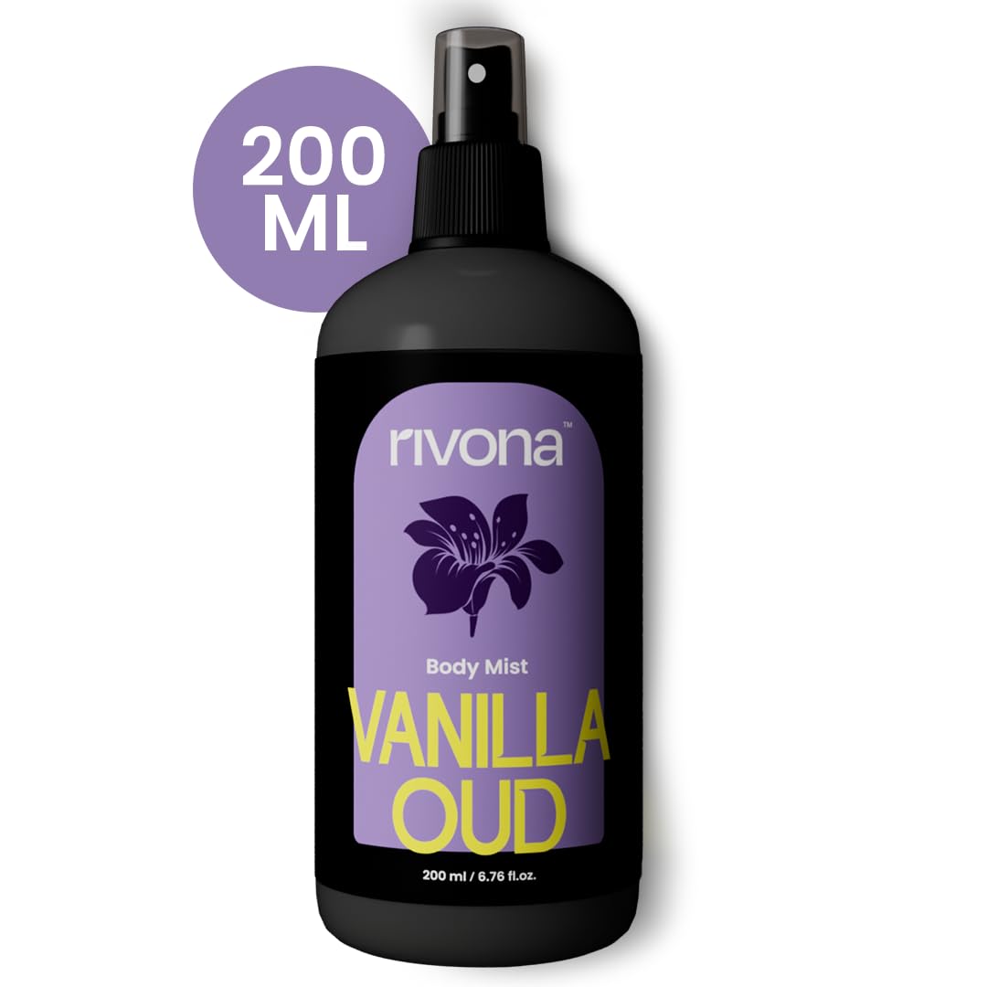 Rivona Vanilla Oud Body Mist, warm woody fragrance mist, long lasting body mist, rivona perfume