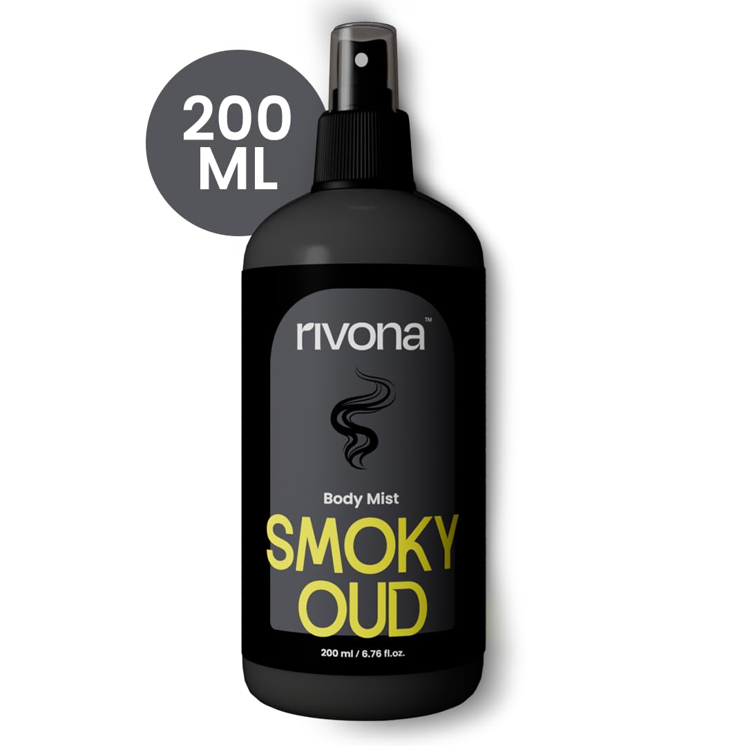 Rivona Smoky Oud Body Mist, bold woody fragrance, premium perfume mist, rivona scent