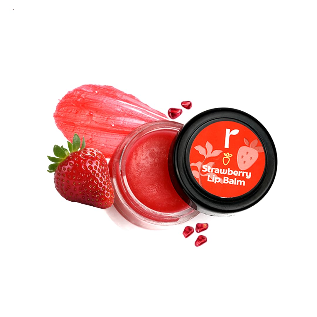 Rivona Naturals Strawberry Lip Balm, strawberry flavored lip balm, nourishing lip care balm, hydrating lip balm for soft lips, natural strawberry lip care