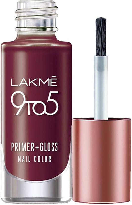 Lakme 9 to 5 Primer + Gloss Nail Color ï¿½ Mulberry Bush|6 ml|MRP 260