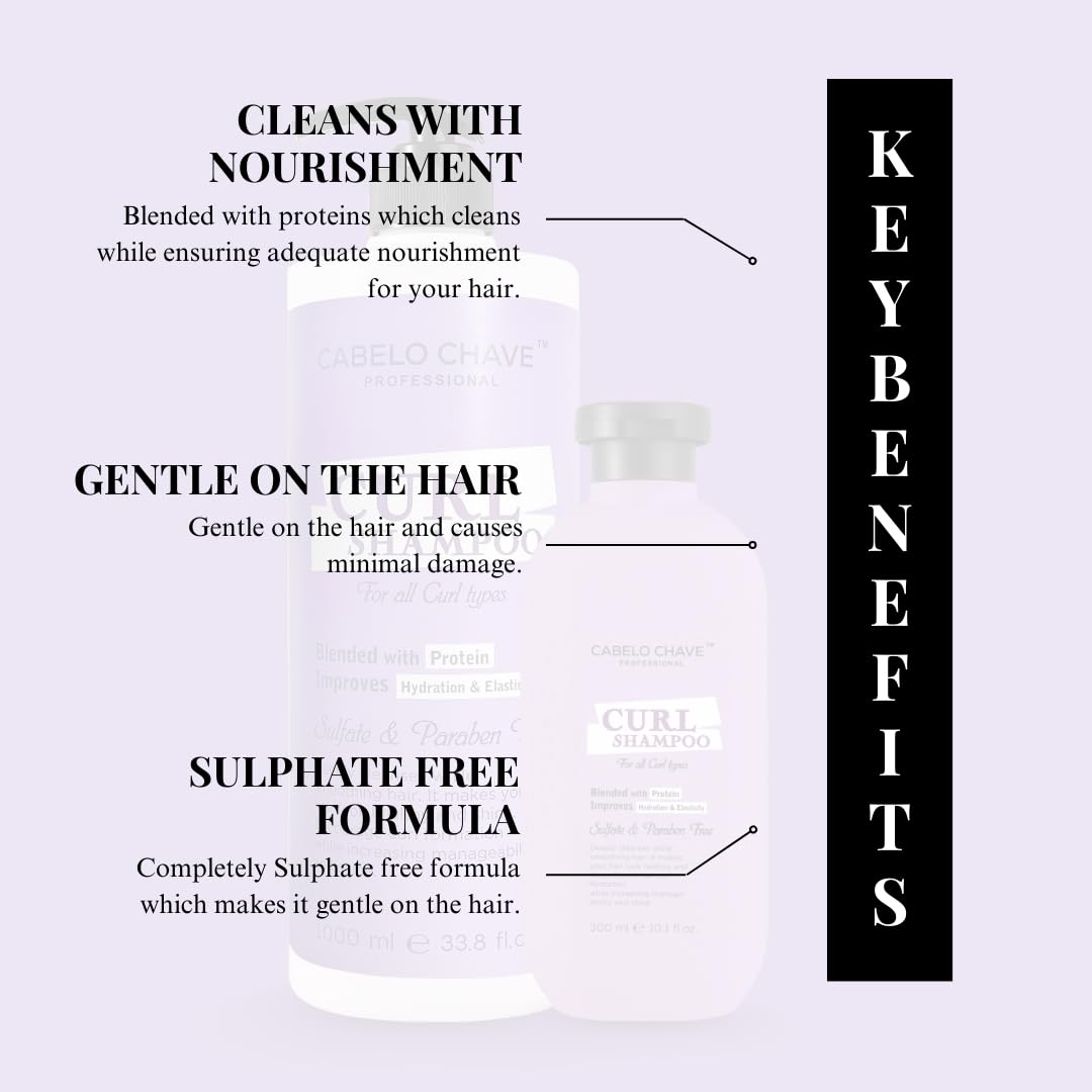 Cabelo Chave Curl Shampoo l Sulfate-Free Hydrating Cleanser For Soft & Healthy-looking curls 1000ml