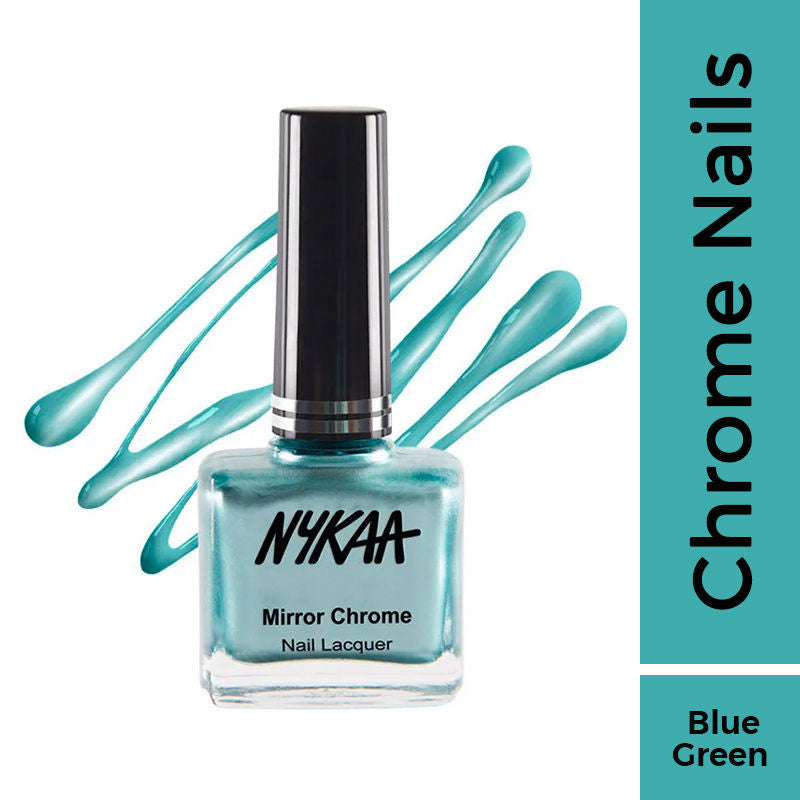Nykaa Mirror Chrome Long Lasting Nail Enamel - Lunar Green River 162|9 ml|MRP 249