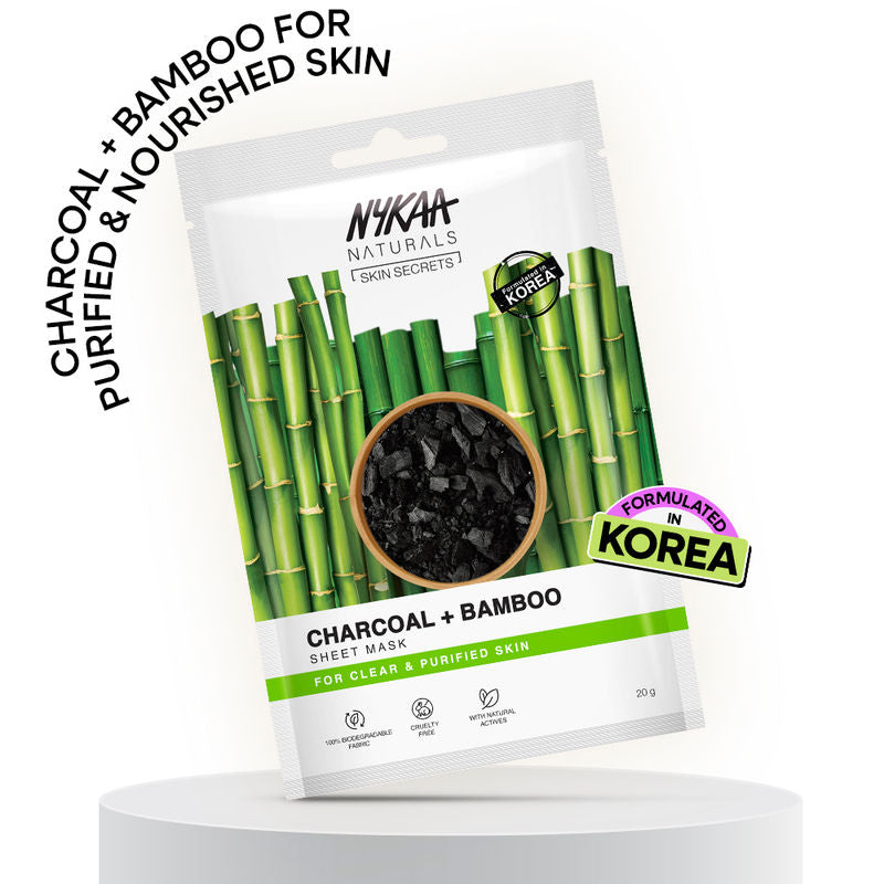 Nykaa Charcoal + Bamboo Sheet Mask|20 ml|MRP 100