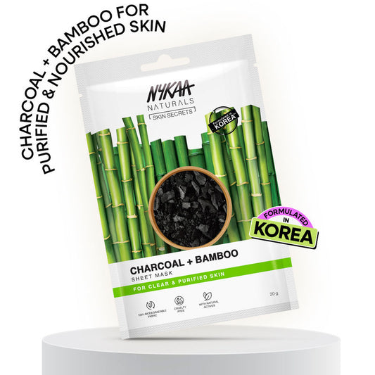 Nykaa Charcoal + Bamboo Sheet Mask|20 ml|MRP 100