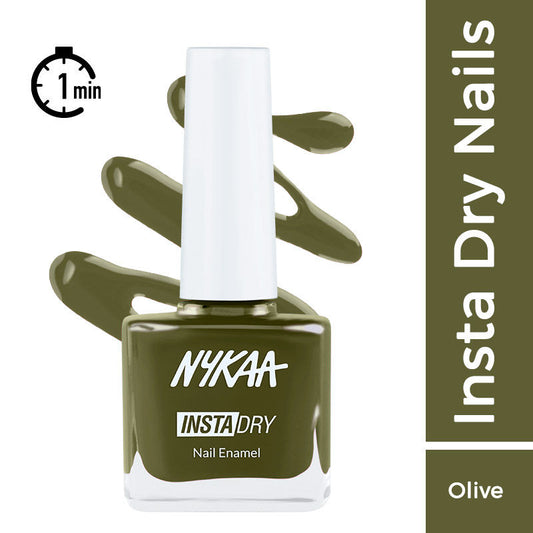 Nykaa Insta Dry Fast Drying Nail Enamel Polish Fern Follower 332 - Olive Green|9 ml|MRP 229