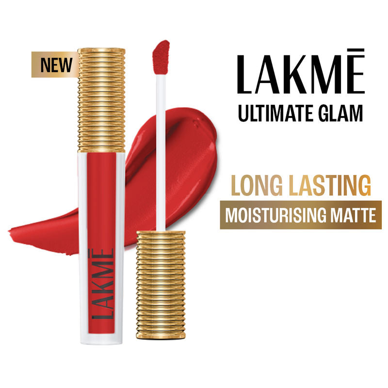 Lakm? Ultimate Glam Matte Liquid Lipstick - Red Revival|4.2 ml|MRP 450