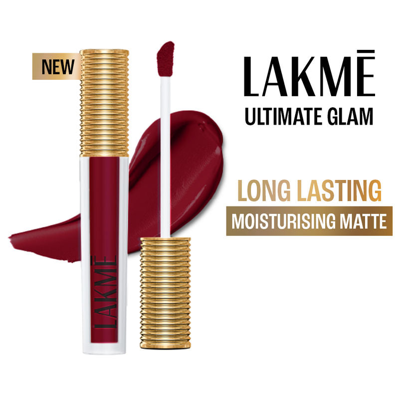 Lakm? Ultimate Glam Matte Liquid Lipstick - Red Wine|4.2 ml|MRP 450