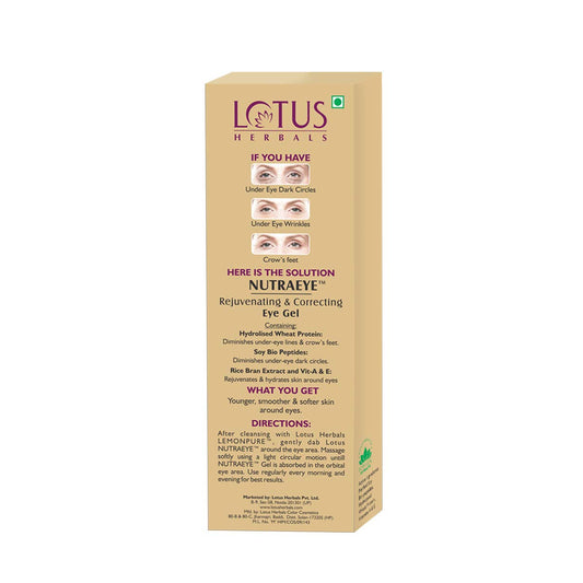 Lotus Herbals Nutraeye Rejuvenating & Correcting Eye Gel, eye gel, lightweight texture