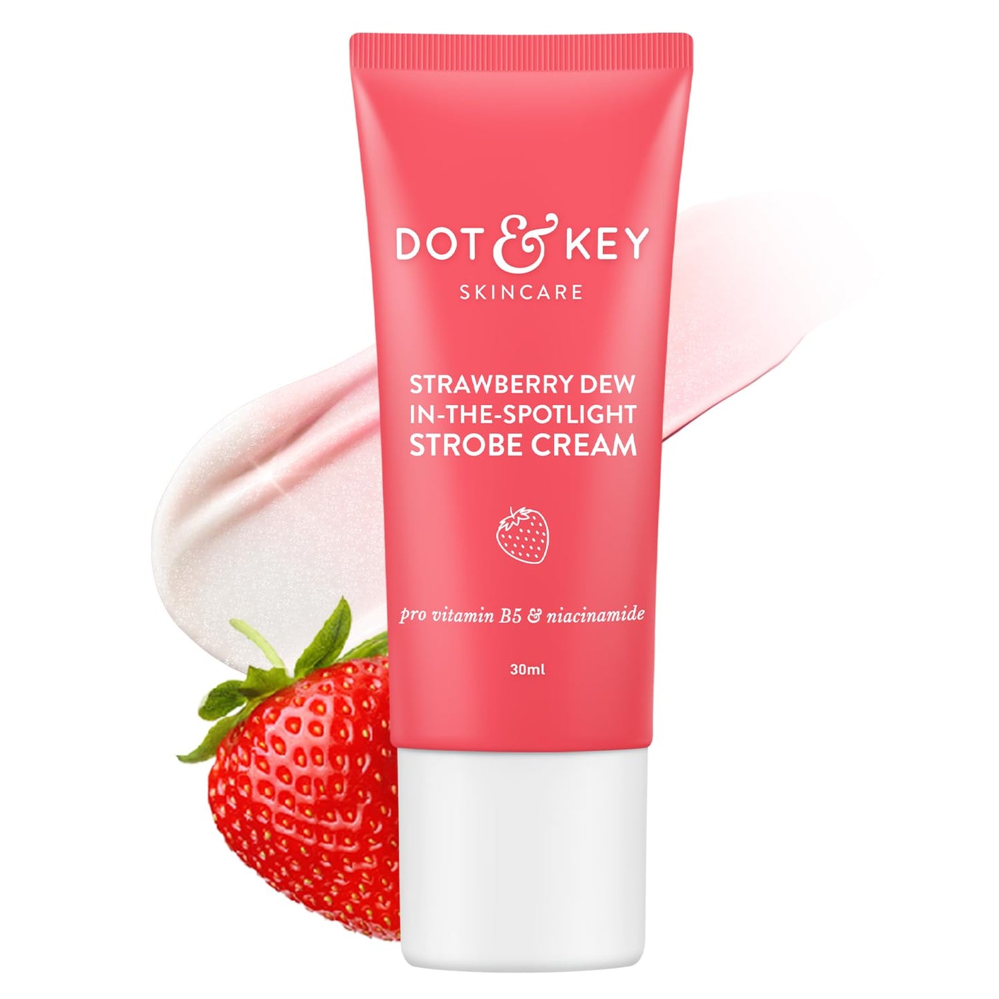 Dot & Key Strawberry Dew Strobe Cream, instant glow hydration, radiant pearl pink finish, glow makeup