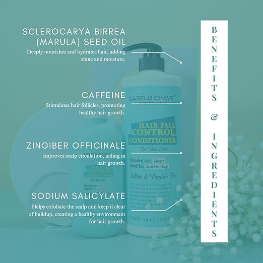 Cabelo Chave Hair Fall Control Conditioner l Strengthens Roots, Reduces Breakage & Revitalizes Hair 1000ml